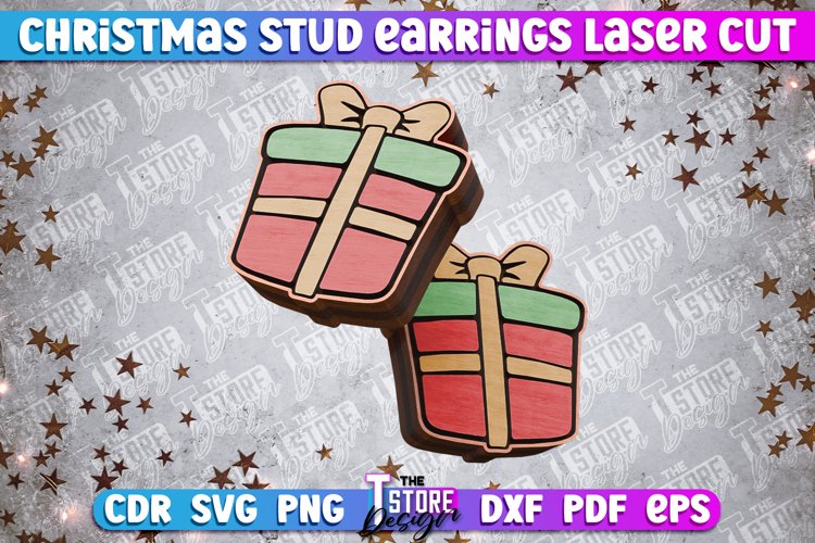 Christmas Stud Earrings Laser Cut SVG | Accessories Design