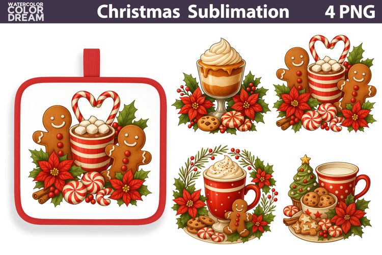 Gingerbread Cocoa Clipart | Festive Christmas Sublimation