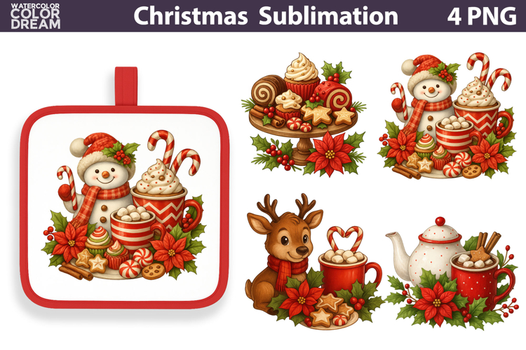 Snowman Cocoa Clipart | Cute Christmas Sublimation