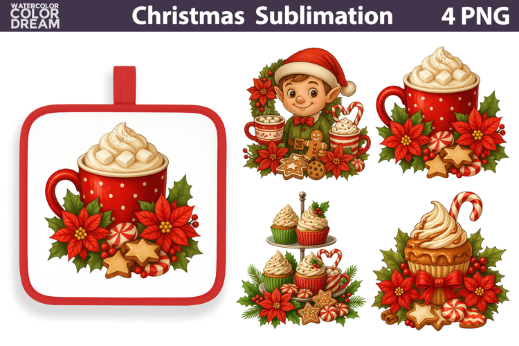 Christmas Elf Cocoa Clipart | Festive Holiday Sublimation