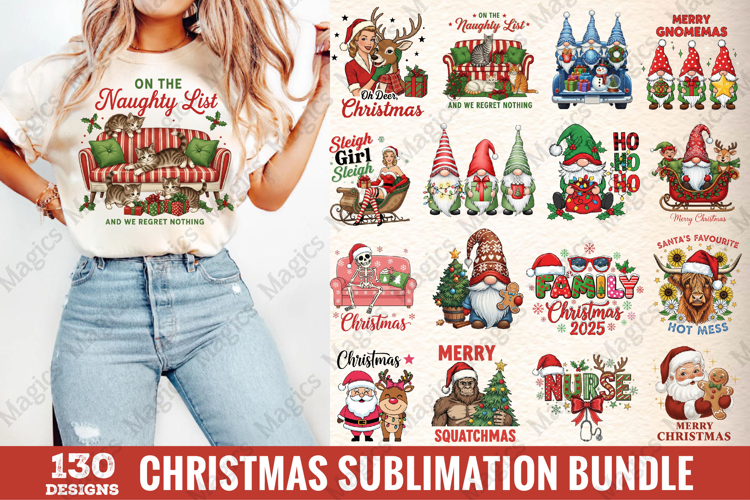 Christmas Sublimation Bundle | 130 Christmas PNG Designs