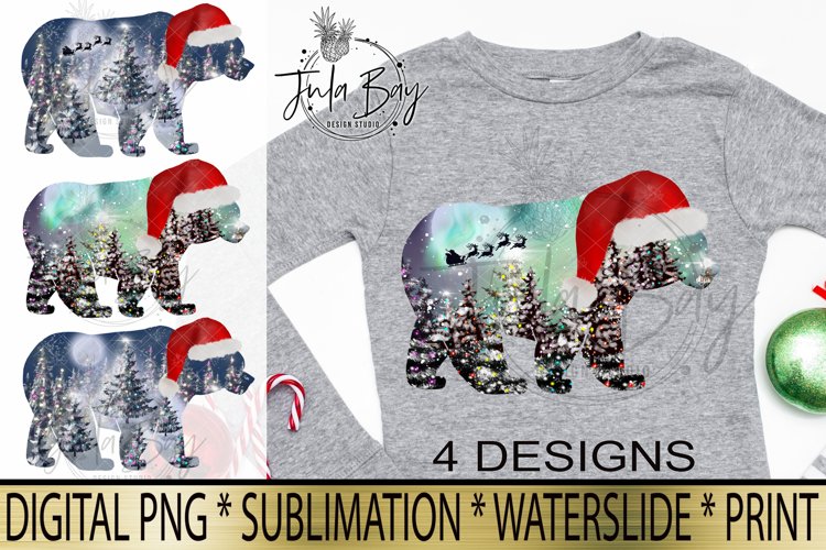 Christmas Sublimation BUNDLE PNG Christmas Bear Santa Hat