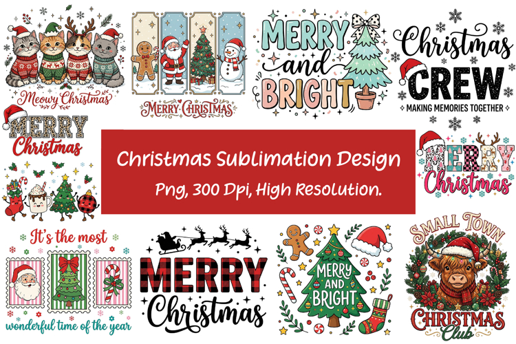 Christmas Sublimation Design,Christmas Typography PNG
