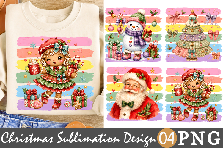 Christmas Sublimation Design, Gingerbread Girl PNG