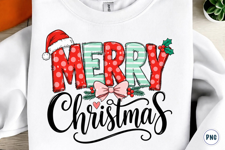 Merry Christmas Doodle Letters PNG