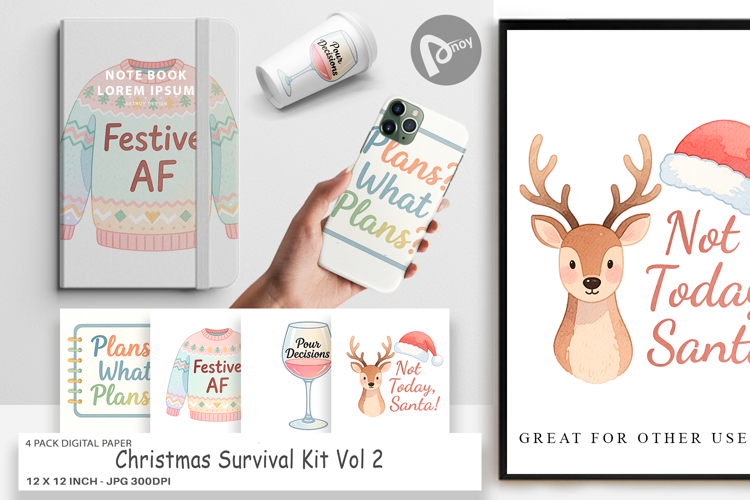 Digital Paper Christmas Survival Quotes