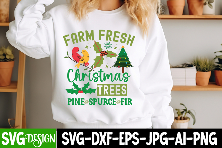 Farm Fresh Christmas Pine Spurce Fir SVG Design,Christmas