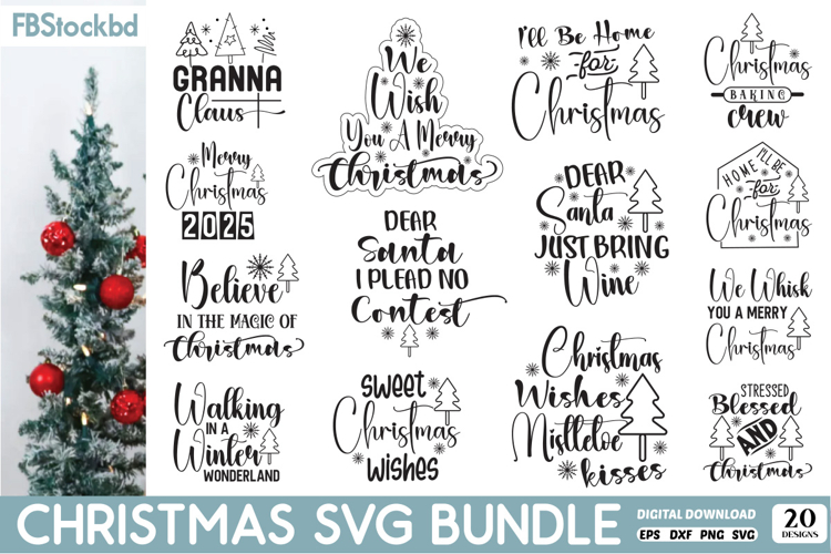 Christmas SVG Bundle, Christmas Quotes SVG, Christmas Tree