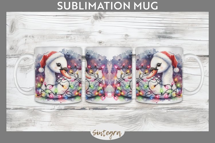 Christmas Swan v2 Entangled in Lights Mug Wrap Sublimation example image 1