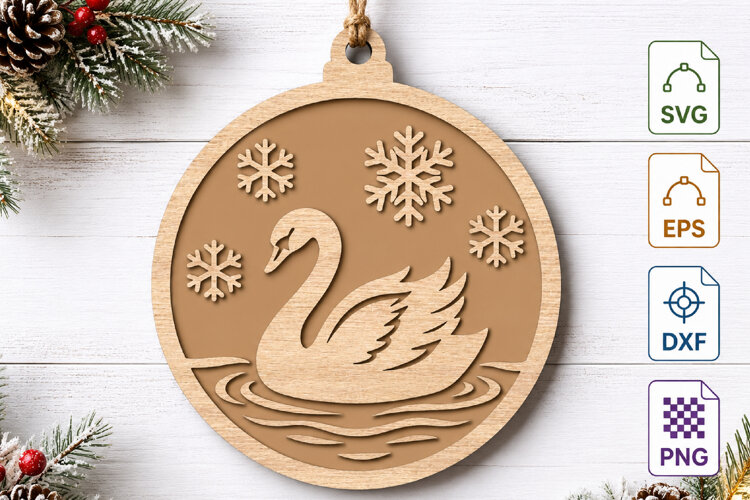 Christmas Swan Ornament SVG Laser Cut example image 1