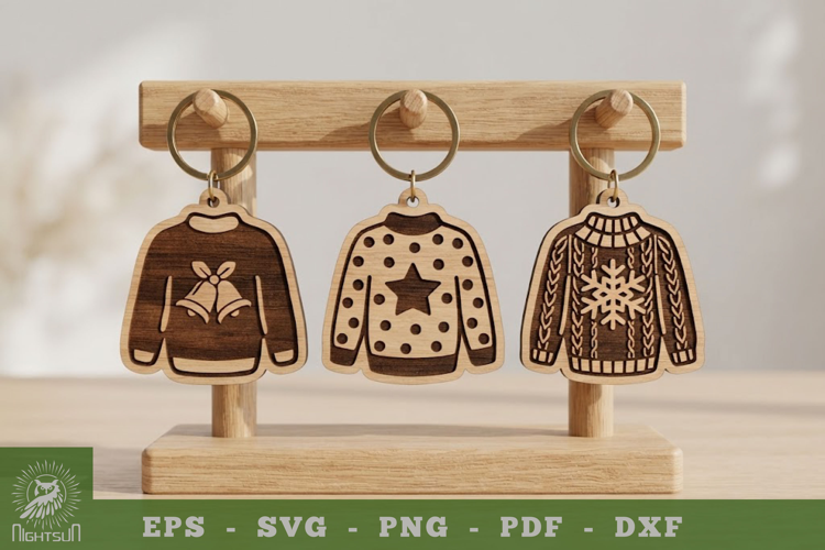 Christmas Sweater Lasercut Keychain