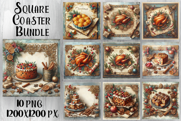 Vintage Christmas Sweet scrapbooking square Coaster Design example image 1