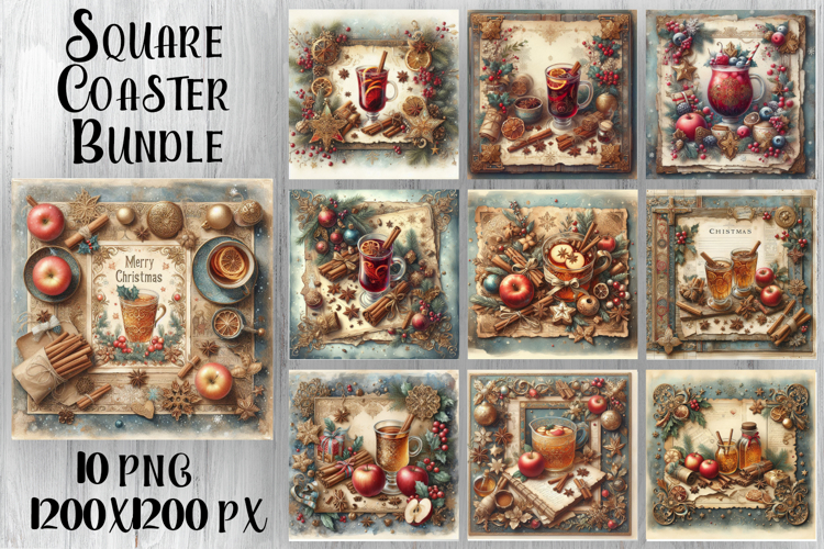Vintage Christmas Sweet scrapbooking square Coaster Design