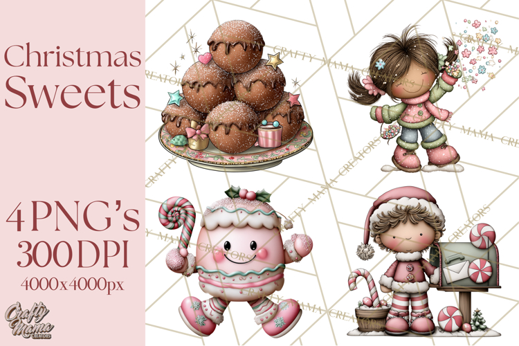 Christmas Sweets Wonderland Clipart, Holiday Candy PNG