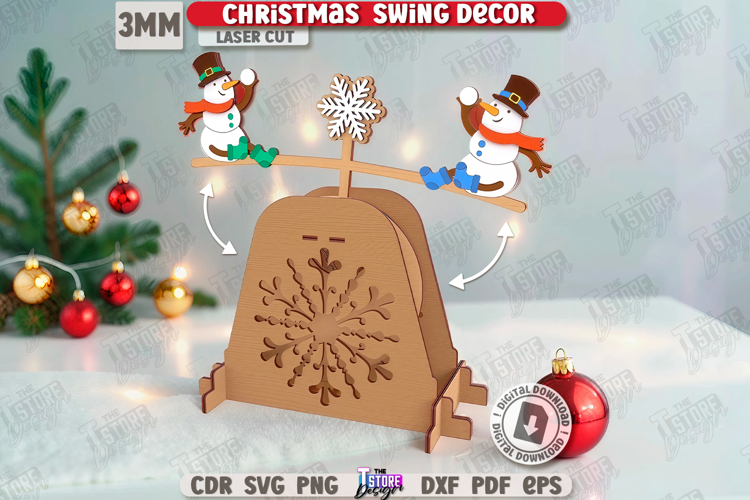 Christmas Swing Laser Cut |Christmas Decorations| Xmas SVG