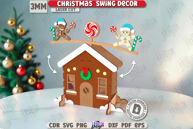 Christmas Swing Laser Cut |Christmas Decorations| Xmas SVG