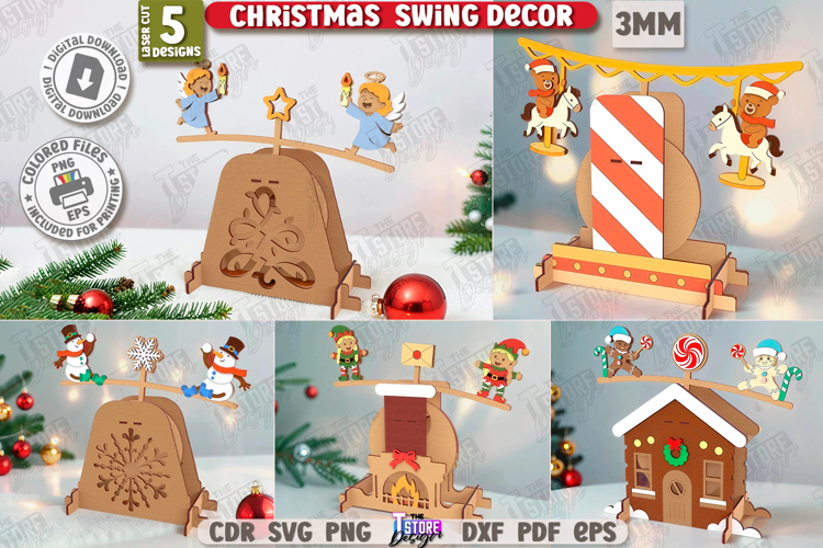 Christmas Swing Laser Cut Bundle|Christmas Decor| Xmas SVG