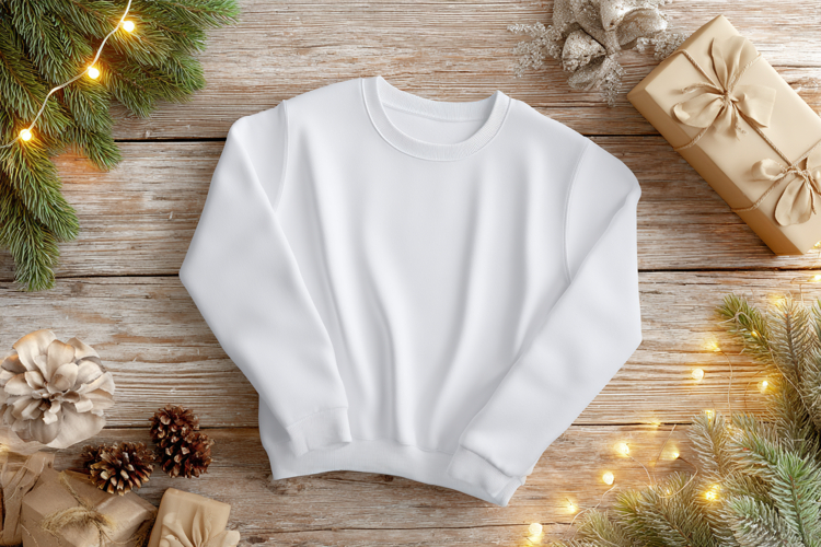 Christmas Flat Lay Mockup with White T-Shirt Mockup