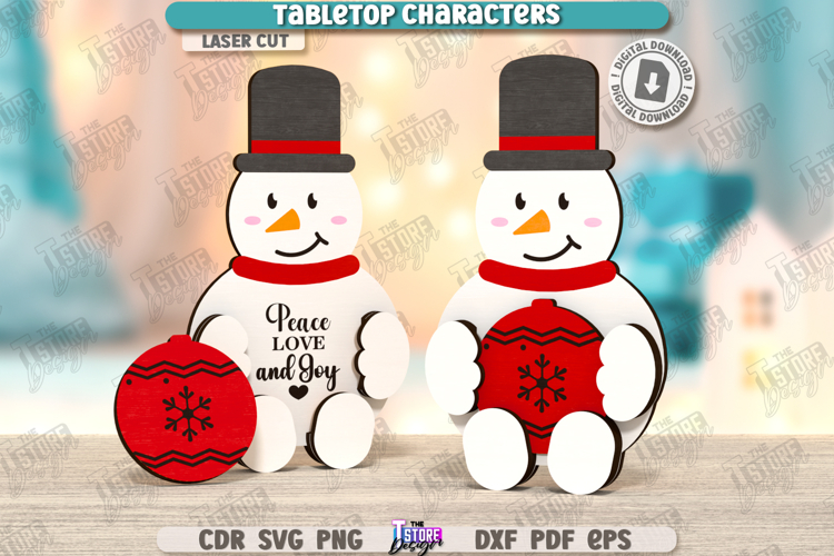 Christmas Tabletop Character Laser Cut | Snowmen | Xmas SVG