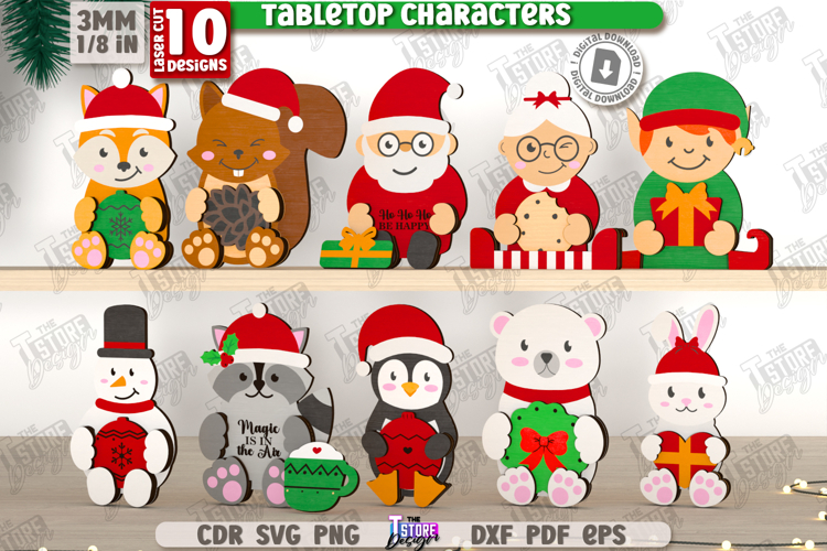 Christmas Tabletop Characters Laser Cut Bundle, Greetings