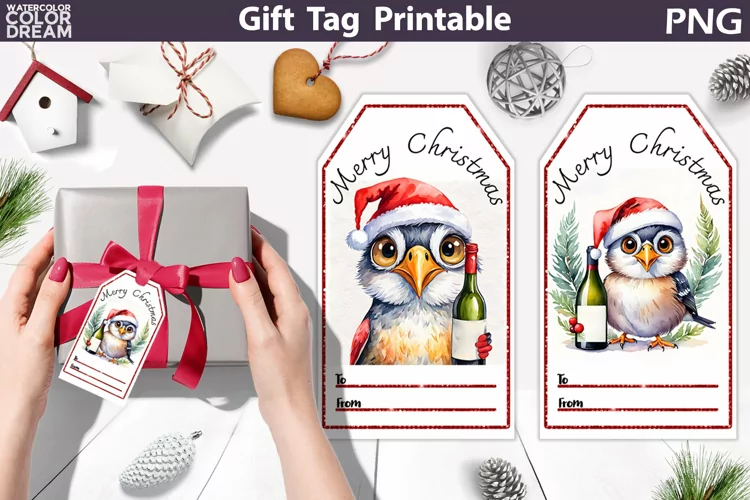 Christmas Gift Tags | Christmas Wine Gift Tag Printable