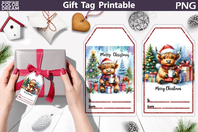 Christmas Gift Tag | Christmas Cow Gift Tag Printable