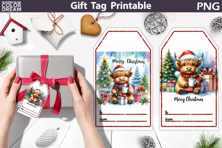 Christmas Gift Tag | Christmas Cow Gift Tag Printable