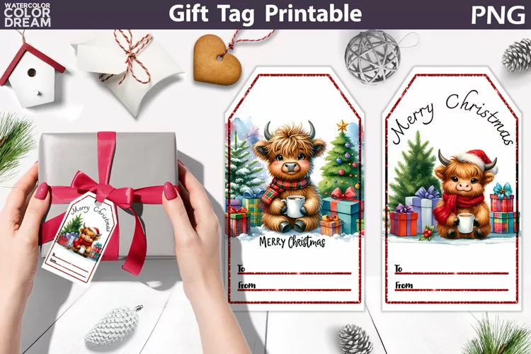 Christmas Gift Tag | Christmas Cow Gift Tag Printable