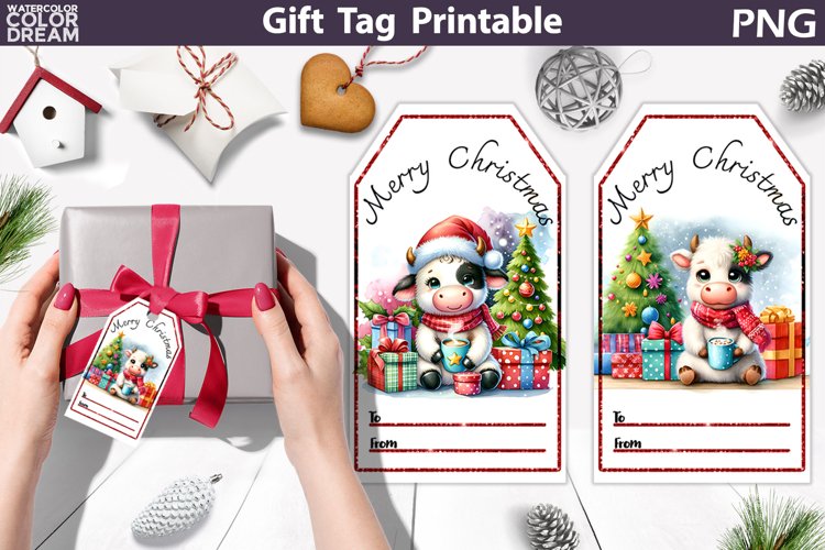 Christmas Gift Tag | Christmas Cow Gift Tag Printable