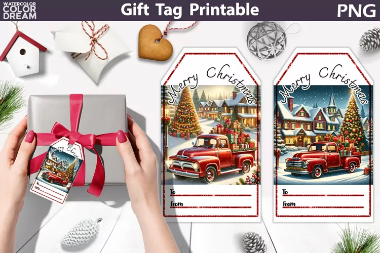 Christmas Gift Tag | Christmas Truck Gift Tag Printable