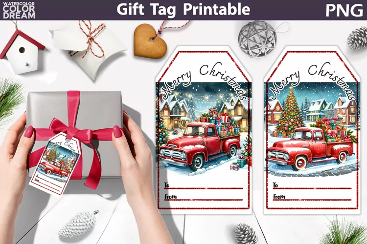 Christmas Gift Tag | Christmas Truck Gift Tag Printable