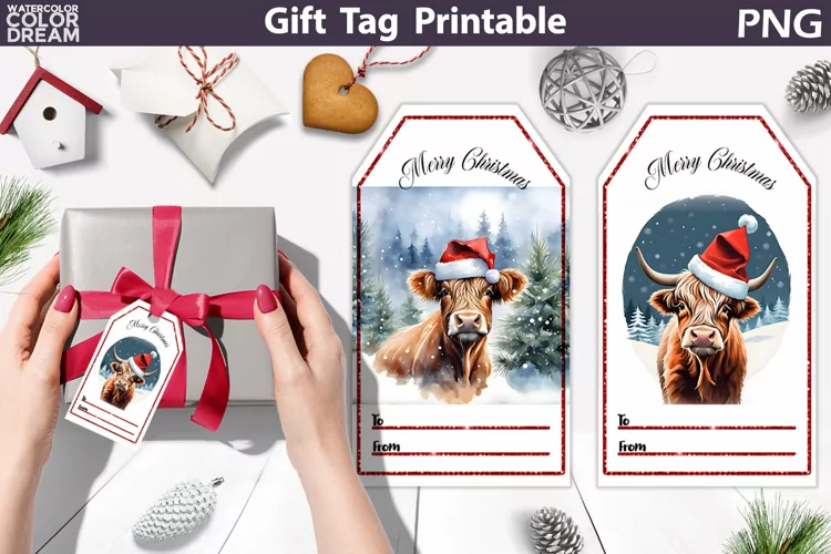 Christmas Gift Tag | Christmas Cow Gift Tag Printable
