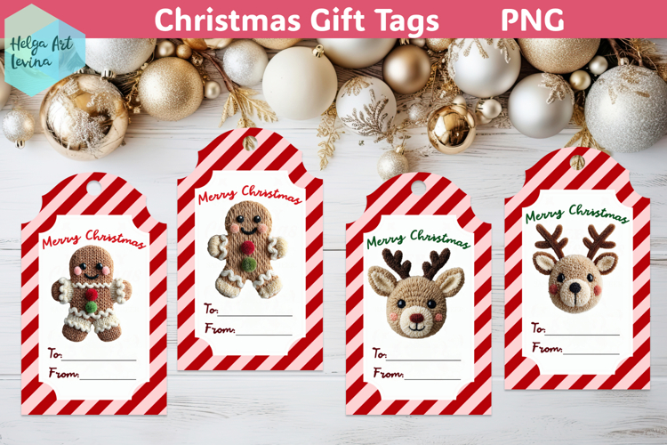 Christmas Gift Tags Printable, Latch Hook Yarn PNG
