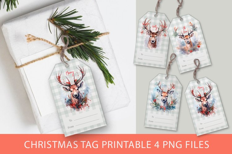 Christmas gift tag, christmas tag printable example image 1