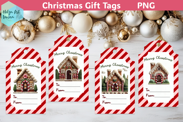 Christmas Gift Tags Printable, Latch Hook Yarn PNG