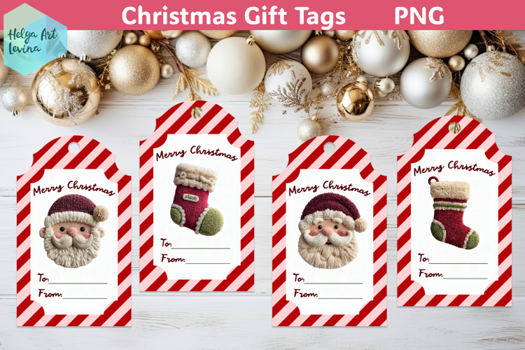 Christmas Gift Tags Printable, Latch Hook Yarn PNG