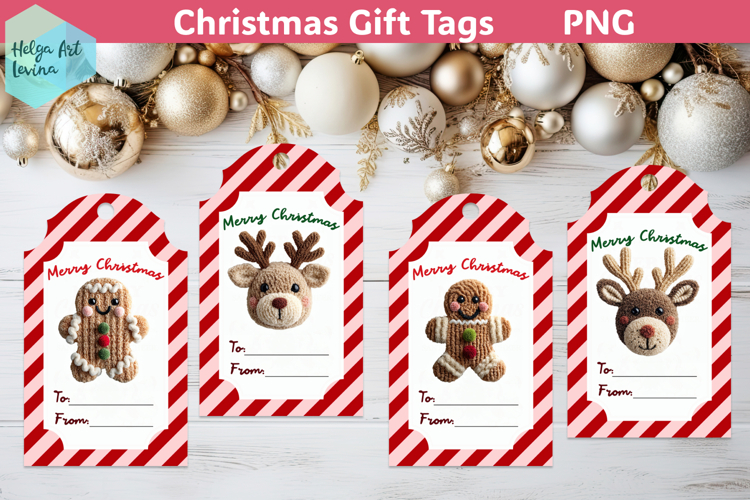 Christmas Gift Tags Printable, Latch Hook Yarn PNG