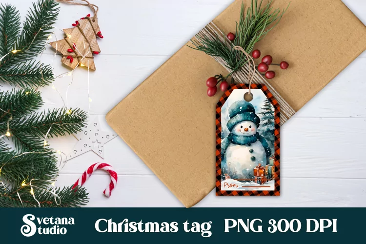 Christmas gift tags PNG | Christmas snowman gift tag