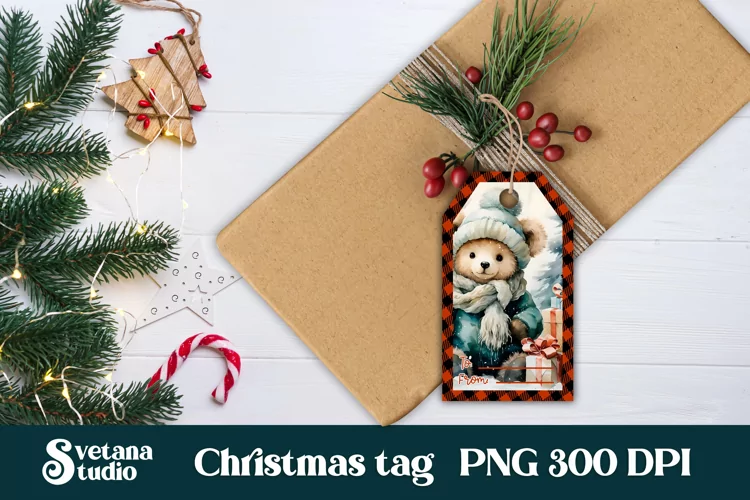 Christmas gift tags printable | Christmas cute bear gift tag