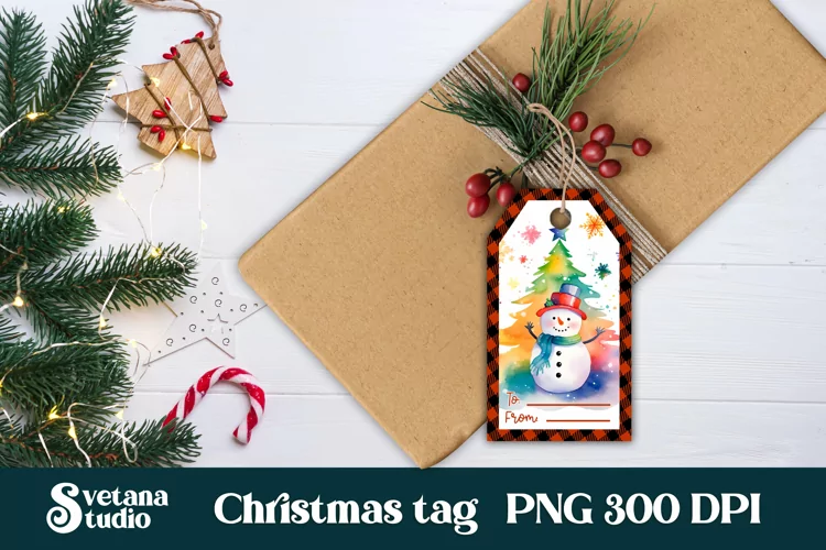 Christmas gift tags printable | Snowman gift tag PNG
