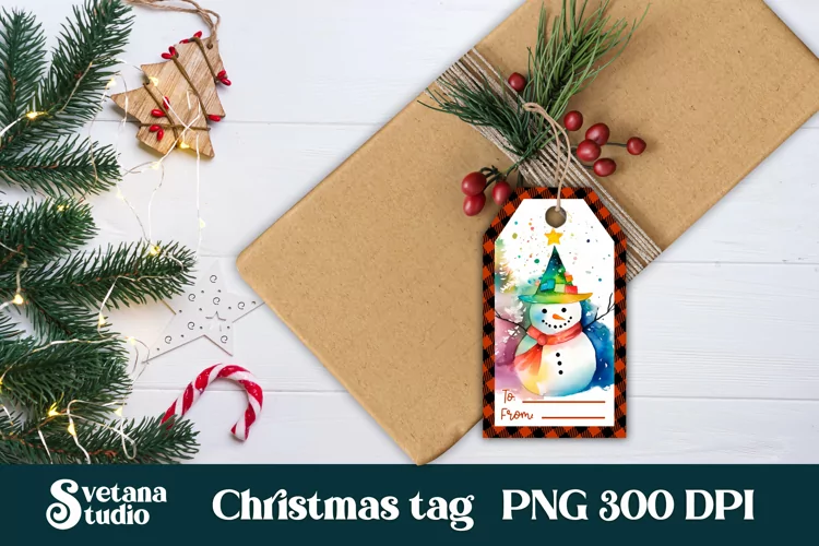 Christmas gift tags printable | Snowman gift tag PNG design