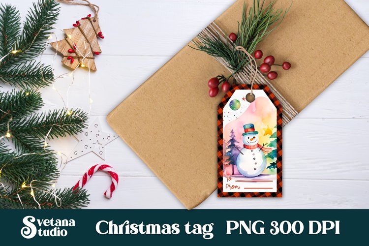 Christmas gift tags printable PNG | Snowman gift tag PNG