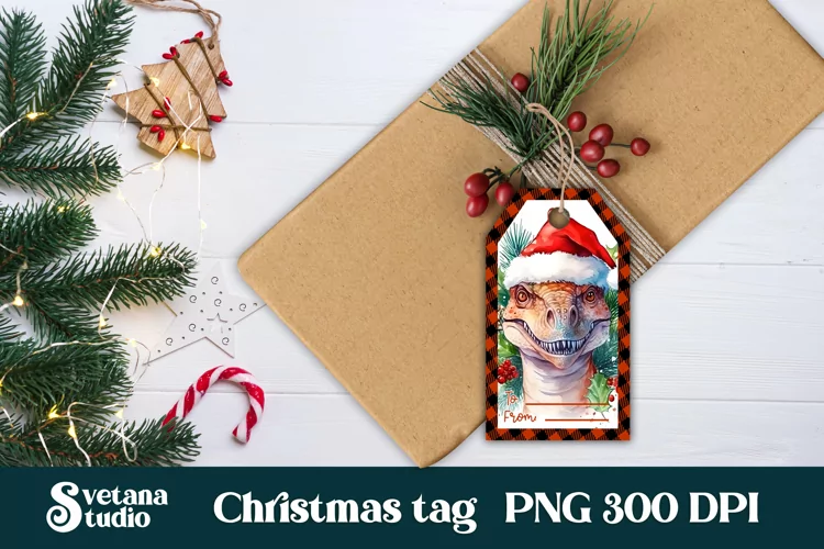 Christmas gift tags printable | Christmas dinosaur gift tag