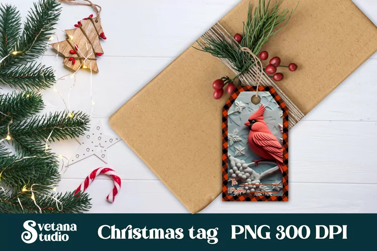 Christmas gift tags printable | Christmas cardinal gift tag