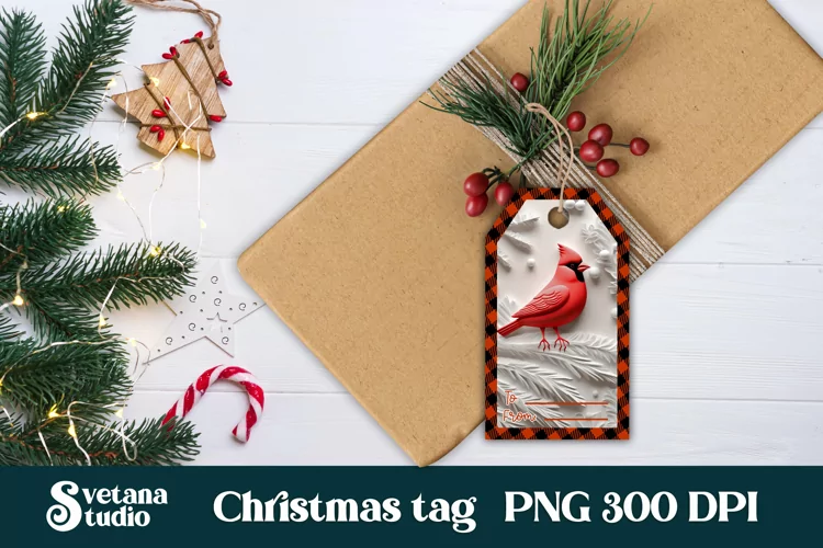 Christmas gift tags design | Cardinal gift tag