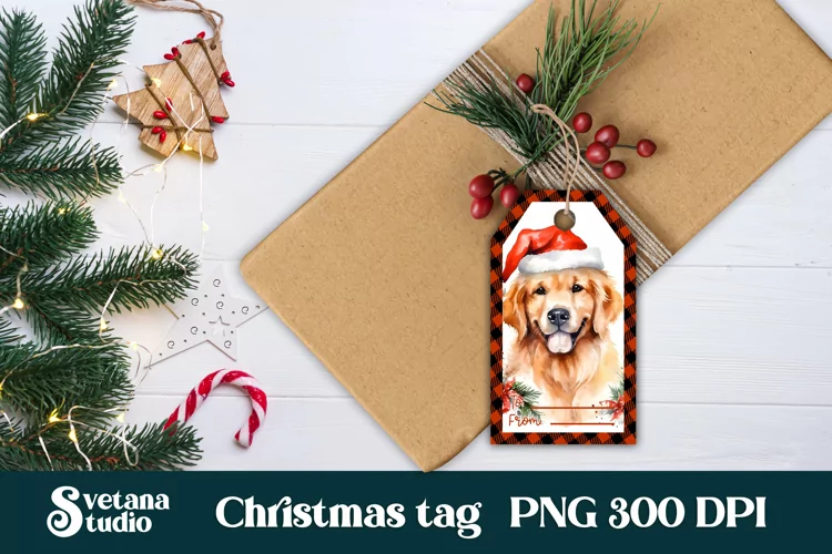 Christmas gift tags printable | Christmas dog gift tag PNG
