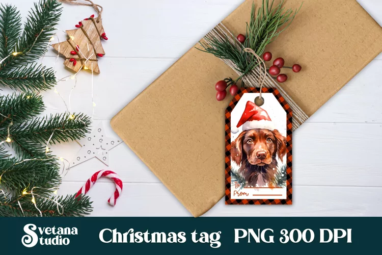 Christmas gift tags PNG design | Christmas dog gift tag PNG