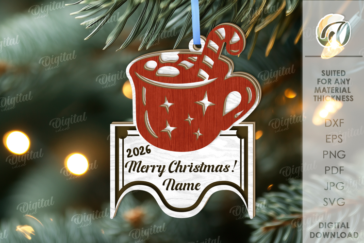 Christmas Tag Laser Cut. Christmas Tree Decor SVG