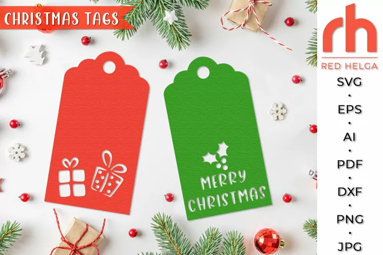 Christmas Tags SVG, Gifts Label Cut File, Gift Tag DXF