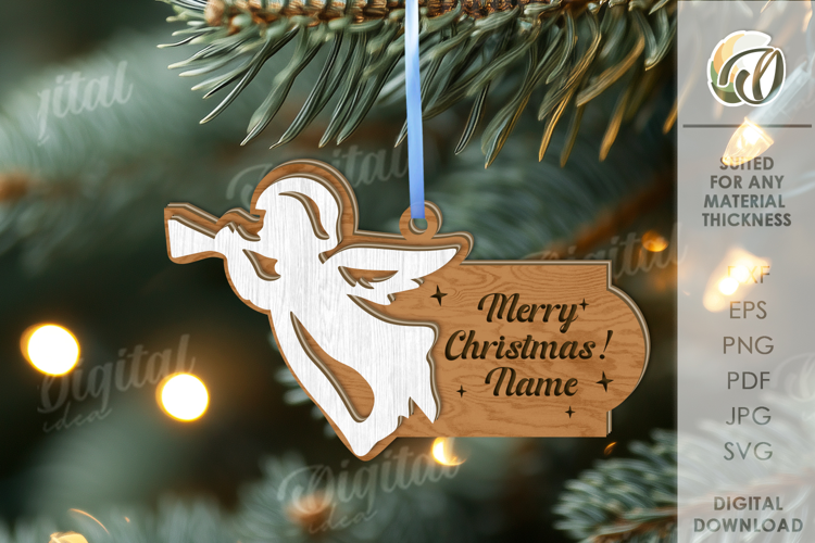 Christmas Tag Laser Cut. Christmas Tree Decor SVG